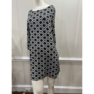 Hourglass Lilly Causal Dress Women's Size S- Black & White‎ Geometric 3/4 Sleeve